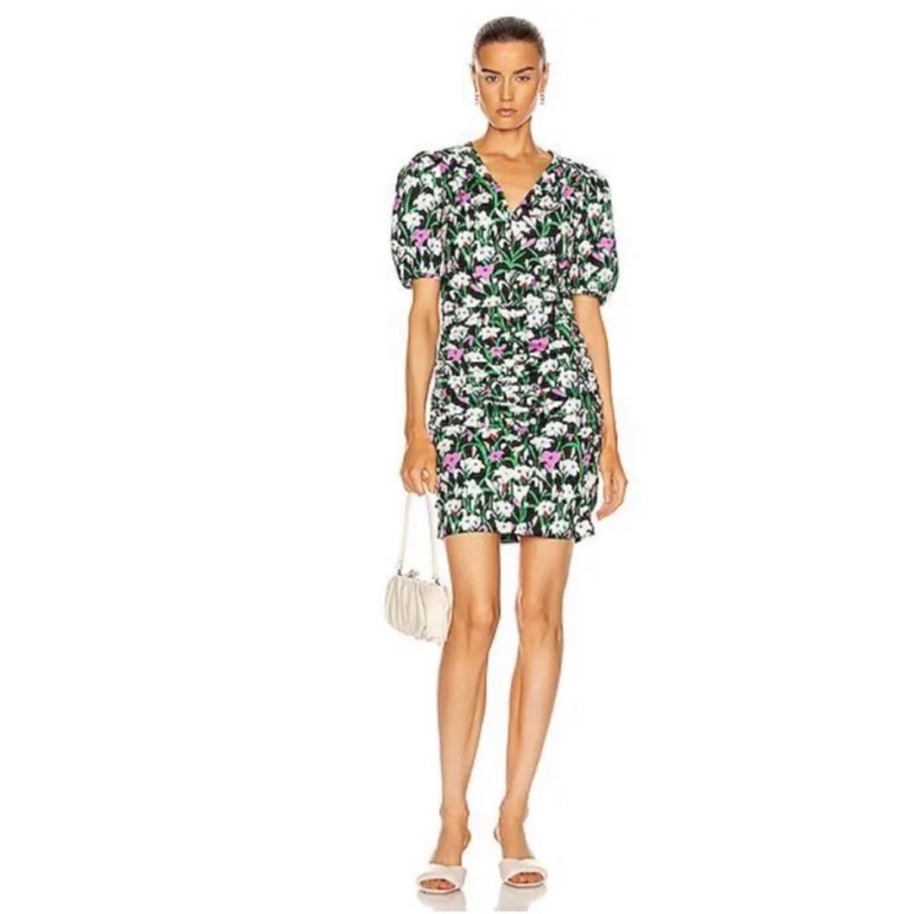 Veronica Beard Janis Ruched Floral Print Dress